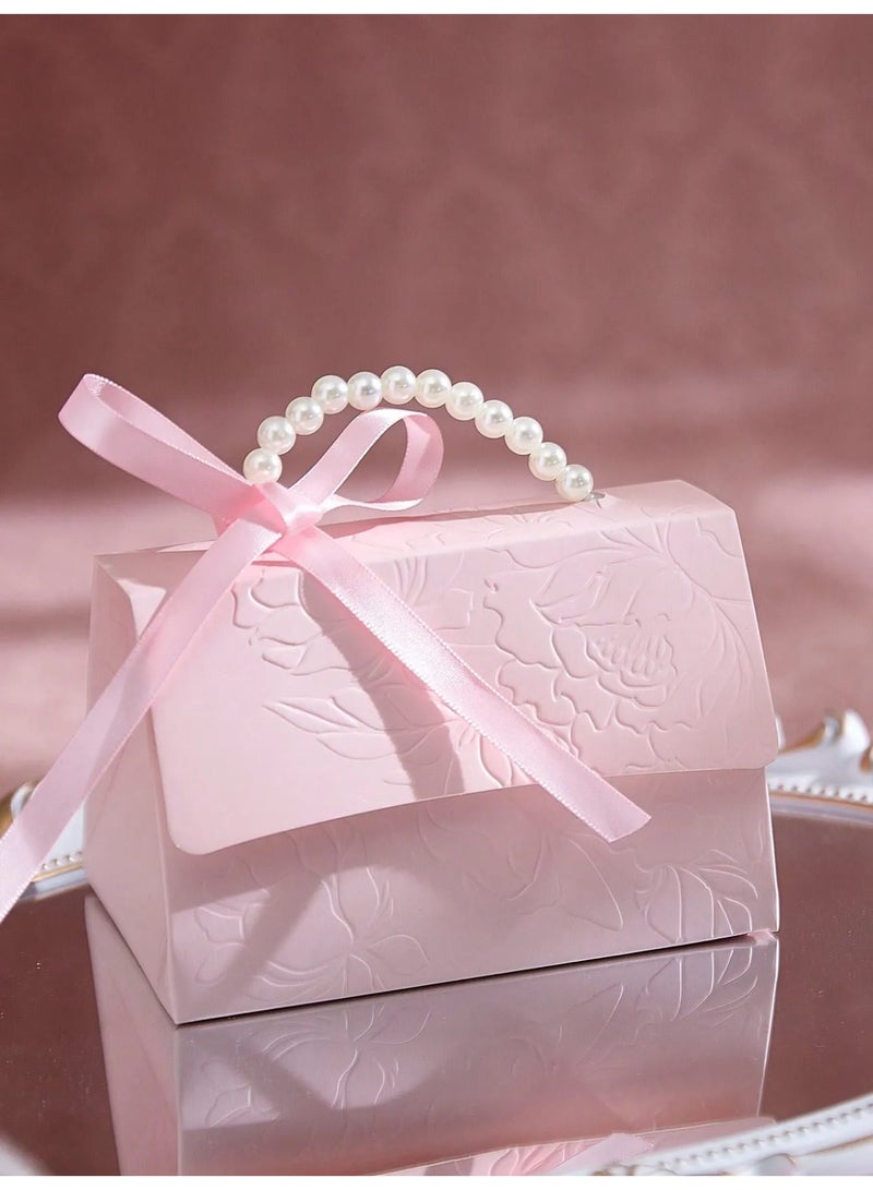 زينه العيد علب هدايا وتوزيعات العيد بتصميم مزهر منقوش أنيق يضيف لمسة فاخرة لتقديم هدايا العيد  مزود بمقبض بشكل لؤلؤ  مجموعه من 10 علب هدايا وتوزيعات العيد للحلوى والهدايا الصغيرة والمجوهرات وتوزيعات العيد للاحتفال بالعيد - Image 4